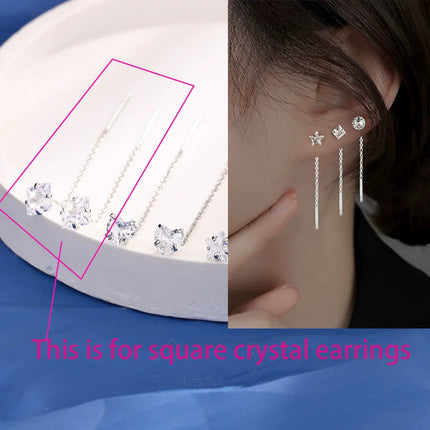 Ventfille 925 Sterling Silver Star Earring for Women Girl Simple Tassels Chain Fashion Office Jewelry Gift Dropshipping PlatiNum
