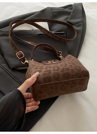 Elegante Mini Borsa a Tracolla con Manico Superiore, Chiusura Dorata, Versatile Borsa in Finta Pelle Scamosciata e Pelle per Uso Quotidiano Femminile