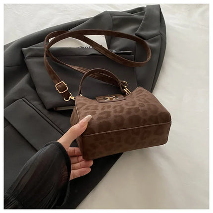 Elegante Mini Borsa a Tracolla con Manico Superiore, Chiusura Dorata, Versatile Borsa in Finta Pelle Scamosciata e Pelle per Uso Quotidiano Femminile