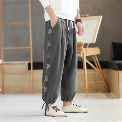 2024 autunno stile cinese pantaloni Casual alla moda moda Versatile High Street Sports Harun Pants Hombre collant larghi a gamba larga