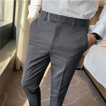 Pantaloni da abito da uomo primavera autunno Moda stile britannico Business Office Pantaloni eleganti da uomo Pantaloni da uomo slim fit a righe di alta qualità