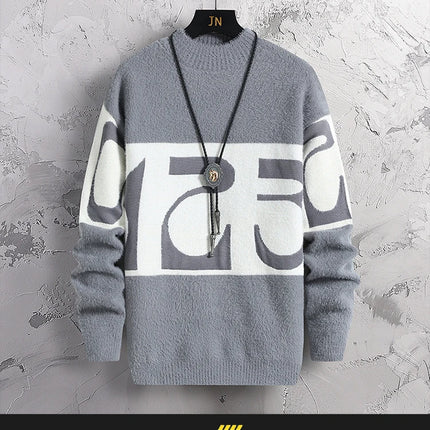 2023 New Fashion Patchwork digit Cashmere Sweater Men High Quality Comfortable Mens Sweaters Thick Warm Male Pullover