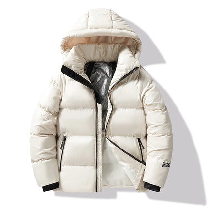 Winter Black All-match Men Parkas Coats with Hood Comfortable Warm Male Clothing Solid Color Thicken Cotton Jackets High Quality