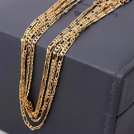 Exquisite Fashion 18K Gold Filled Necklace For Women Men Size 16-30 Inch Jewelry 4mm Figaro Chain Necklaces Wholesale PlatiNum