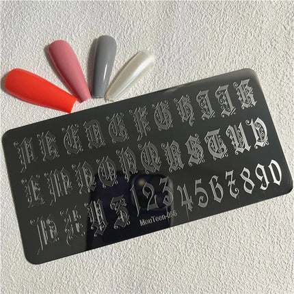 Gothic Cross Nail Stamping Plate Dark Rosary Cross Stainless Steel Punk Nail Art Stencil for DIY Manicure