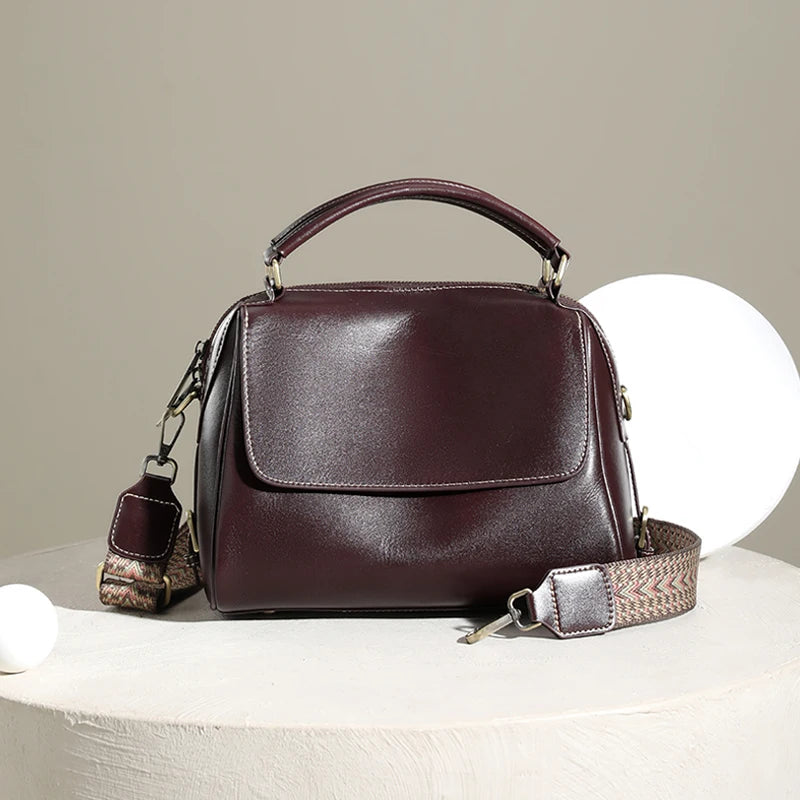 Women's Vintage Genuine Leather Handbags. Top grain cowhide leather, Single shoulder cross body bags,Luxury Designer Handbags