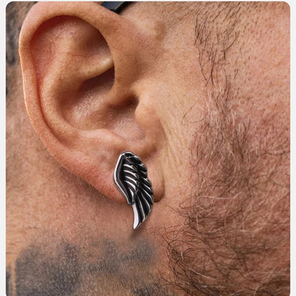 Orecchini a bottone con ala da diavolo gotico Vnox, gioielli per orecchie con piercing in piume d'angelo, Brincos vintage da uomo e ragazzo platinumshop