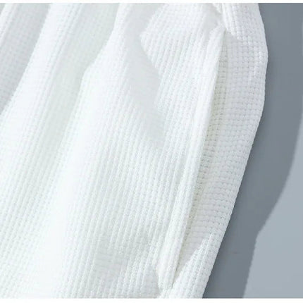 2026 nuovi set di waffle da uomo estivi T-shirt e pantaloncini casual Set tuta sportiva maschile tuta tinta unita abiti larghi platinumshop