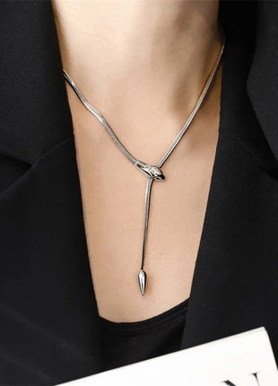 GANEMLY 316L Stainless Steel Snakehead Shining Zircon Necklace Trendy Neck Chain Choker Collar Waterproof Jewelry For Women PlatiNum