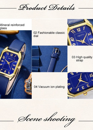 Orologi da donna quadrati di moda di lusso Orologio da polso al quarzo da donna di marca Classico semplice Femme Cinturino in pelle blu Relogio Feminino platinumshop