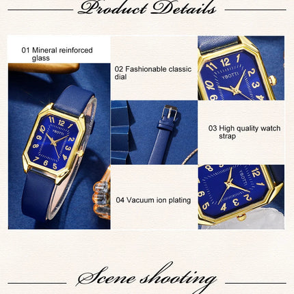 Orologi da donna quadrati di moda di lusso Orologio da polso al quarzo da donna di marca Classico semplice Femme Cinturino in pelle blu Relogio Feminino platinumshop