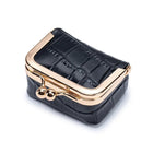 Crocodile Patterned Kiss Lock Coin Purse Square Genuine Leather Leather Jewelry Bag Mini Multifunctional Small Item Bag Storage PlatiNum