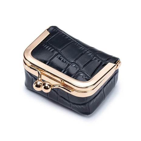 Crocodile Patterned Kiss Lock Coin Purse Square Genuine Leather Leather Jewelry Bag Mini Multifunctional Small Item Bag Storage PlatiNum