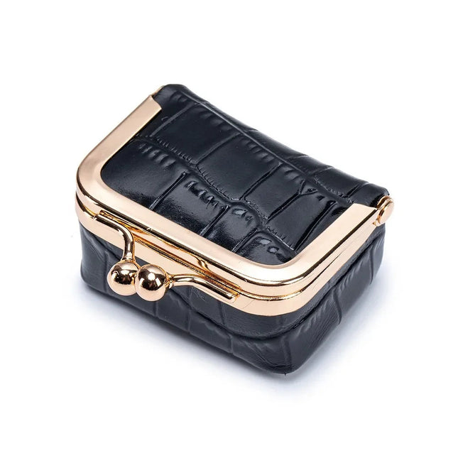 Crocodile Patterned Kiss Lock Coin Purse Square Genuine Leather Leather Jewelry Bag Mini Multifunctional Small Item Bag Storage PlatiNum
