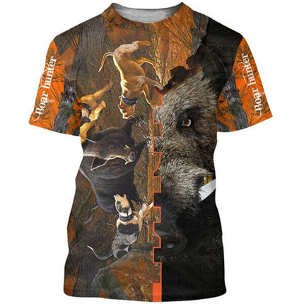 Men's Camo Hunting Wild Boar 3D Print T-Shirt Sport Short Sleeve Tee Tops Casual O Neck Streetwear T-shirt Men's Clothing