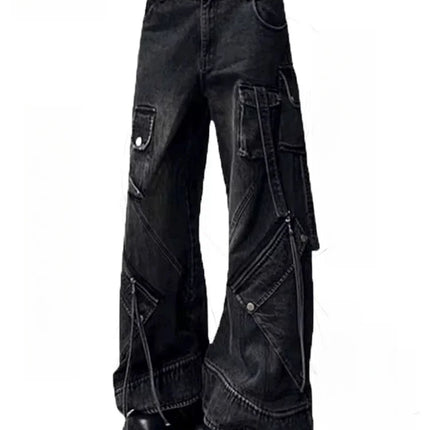 2024 stile punk Y2K streetwear lavato nero baggy cargo jeans pantaloni per le donne abiti firmati pantaloni da donna a gamba larga Ropa Mujer