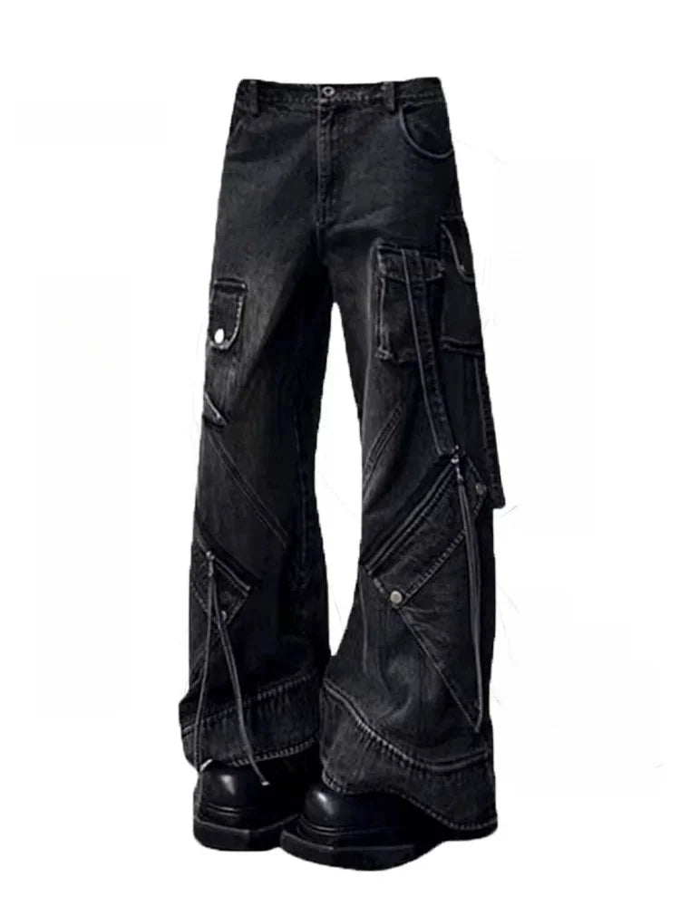 2024 stile punk Y2K streetwear lavato nero baggy cargo jeans pantaloni per le donne abiti firmati pa