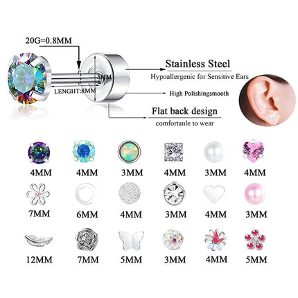 2 pz/set In Acciaio Inox Cuore Luna Earbone Della Vite Della Vite Della Sfera Orecchini con perno per Le Donne di Modo Dell'orecchio Trago Cartilagine Body Piercing platinumshop