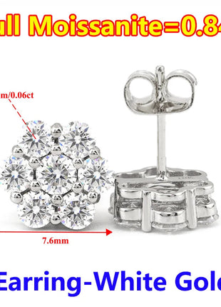 Moissanite Stud Earrings for Women Luxury Women Full Moissanite Stud Earrings Flower D Color Women's Moissanite Set Jewerly PlatiNum