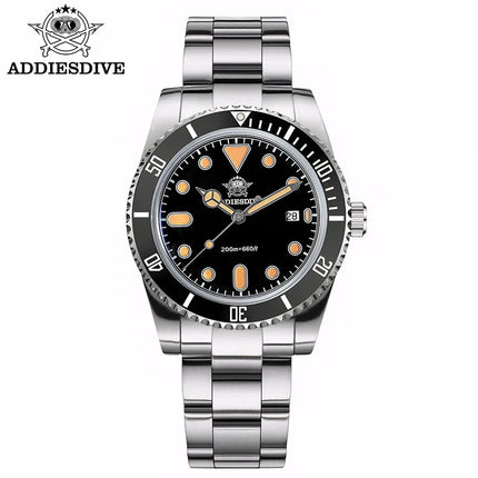 ADDIESDIVE Men's Gift Box Luxury Diver Watch Super Luminous Bubble Mirror Glass Quartz Watch 20Bar Ceramic Bezel Steel Watch