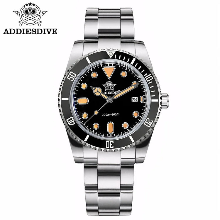 ADDIESDIVE Men's Gift Box Luxury Diver Watch Super Luminous Bubble Mirror Glass Quartz Watch 20Bar Ceramic Bezel Steel Watch