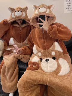 DAIMELU cartoon pajamas men's winter coral fleece flannel thickened warm male loungewear suit sleepwear one set girl nightwear