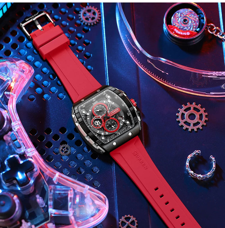 CURREN Orologio da uomo alla moda, marchio unico, design quadrato, lusso, nastro sportivo al quarzo, orologi da uomo impermeabili platinumshop