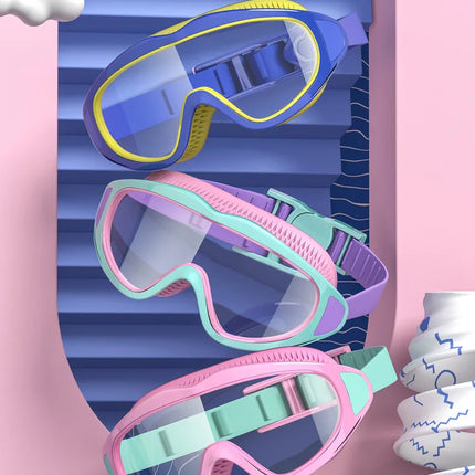 Kids Swim Goggles Caps Boys Girls Professional Diving Goggles Waterproof Anti-Fog Big Box