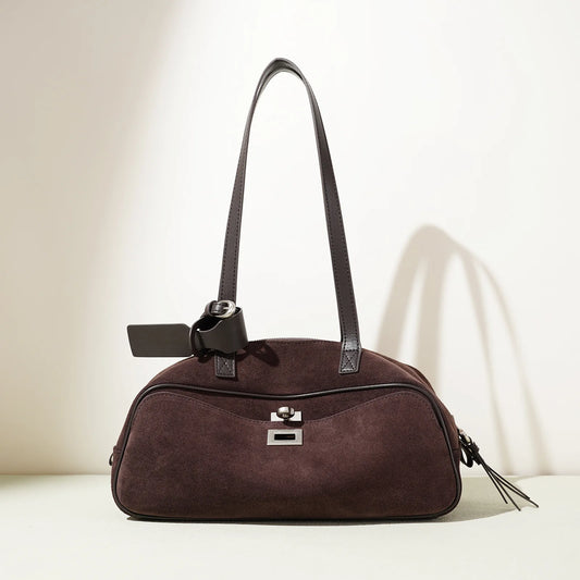MENDY Borsa in pelle scamosciata Borsa a tracolla con cuscino in pelle Borsa casual ascellare da donna unica in morbida pelle Novità nella borsa tote Designer di lusso