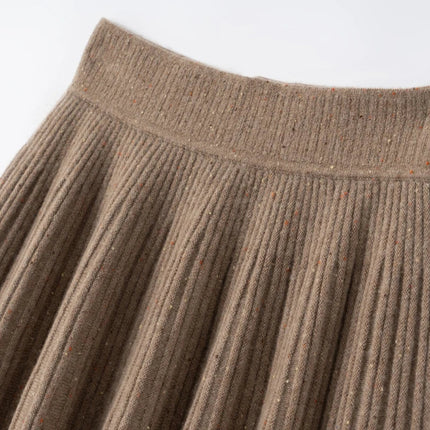 2025 New Grace Women's Cashmere Long Pleated Skirt Autumn Winter Office Lady Cashmere Skirt 100% Cashmere Pupular Dress Skirt PlatiNum