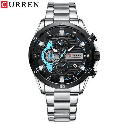 CURREN 8402 Orologio da uomo in acciaio inossidabile Moda creativa Quadrante luminoso con cronografo Orologio da uomo di lusso per il tempo libero reloj hombre platinumshop