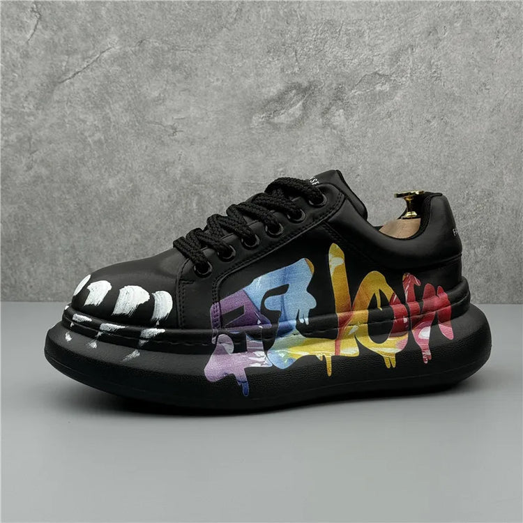 Spring New Style Wheat Ear White Casual Versatile Men's Sports Shoes Trendy Thick Bottomed Men's Sports Shoes Leather Sneakers