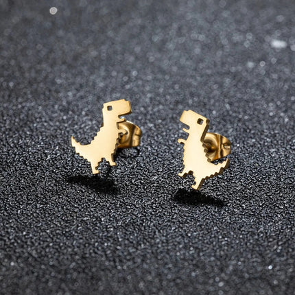 1 paio di nuova moda minimalista carino femminile in acciaio inossidabile mini dinosauro orecchini per ragazze accessori gioielli regali GED509 platinumshop