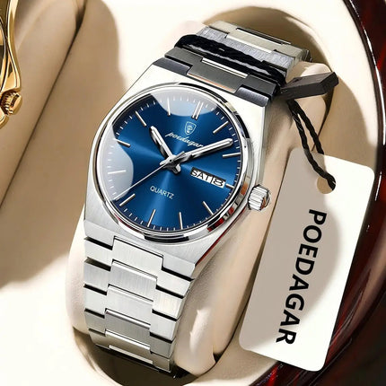 POEDAGAR Top squisito orologio da polso da donna impermeabile al quarzo luminoso orologio da donna casual data settimana orologi da donna in acciaio inossidabile platinumshop