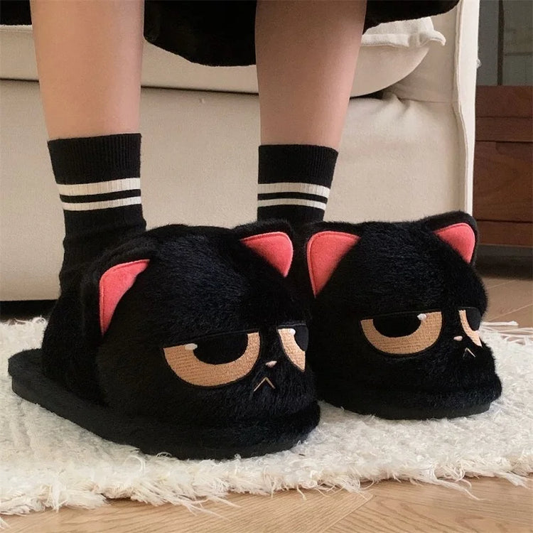 New Cute 3D Rabbit Furry Slippers Women Winter Warm Plush Closed Back House Shoes Non Slip Bunny Indoor Flip Flops Home Slipper