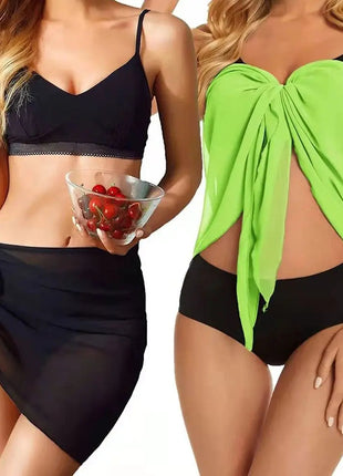 Gonna corta Sarongs corti Copricostume in chiffon Copricostume Sciarpa Copricapo corto da spiaggia Avvolgente trasparente da donna platinumshop