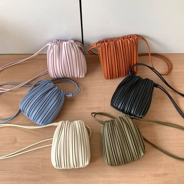 Summer Fashion New Crossbody Bag Women's PU Single Shoulder Mini Bag Luxury Versatile Pleated Casual Small Square Bag Handbags PlatiNum