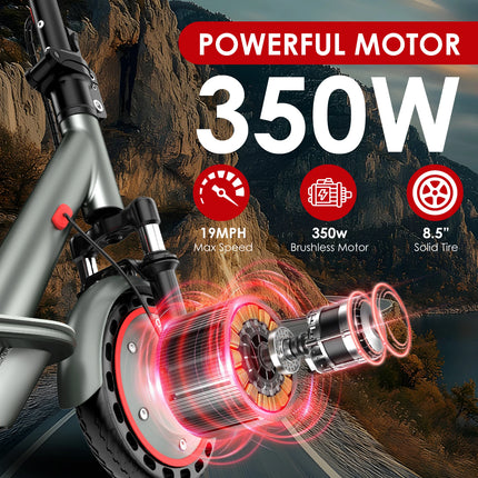HiQiS D8 pro 350W Potente scooter elettrico Gamma 30KM Pneumatico solido da 8,5 pollici Monopattino elettrico 10.5Ah 30KM/H E-scooter