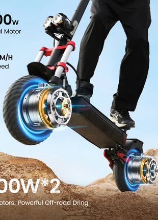 Monopattino elettrico iScooter iX8 2400W per adulti, 48V 20Ah, pneumatici fuoristrada da 12 pollici, pieghevole per il trasporto urbano, E-Scooter