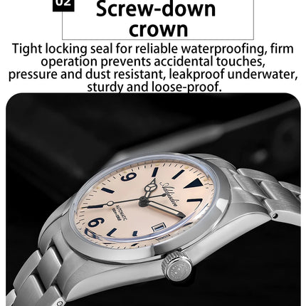 ADDIESDIVE AD2556 Men Luxury Automatic Watch ST2130 Movement 36mm Explorer Style Sapphire Bubble Crystal BGW9 Luminous 100M Wate