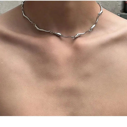 New Irregular Wave Shape Chain Men Necklace Advanced Sense Stainless Steel Figaro Cuban Chain Necklace For Men Women Jewelry
﻿ PlatiNum