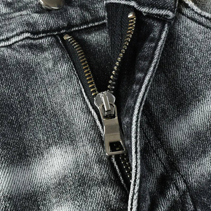 Street Designer Fashion Men Jeans Retro Gray Stretch Skinny Fit Patched Ripped Jeans Men Brand Hip Hop Y2K Denim Pants Hombre PlatiNum