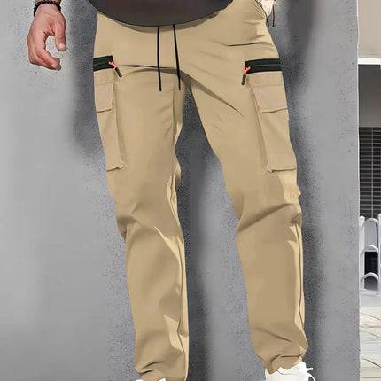 Men's New Multi-Pocket Cargo Pants, Zipper Design Straight Leg Trousers, Stylish Fit and Comfortable Fabric