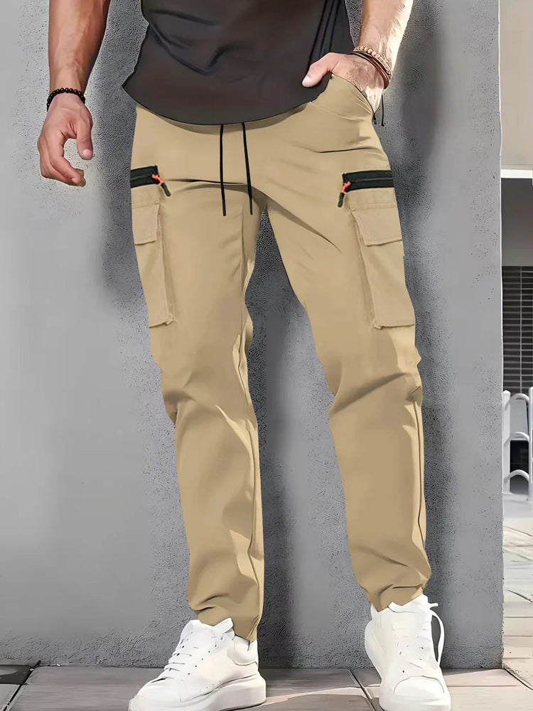 Men's New Multi-Pocket Cargo Pants, Zipper Design Straight Leg Trousers, Stylish Fit and Comfortable Fabric