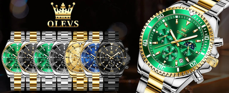 OLEVS Orologi da uomo Orologio di lusso delle migliori marche da uomo Cronografo originale impermeabile in acciaio inossidabile Fasi lunari Data Quadrante Rota platinumshop