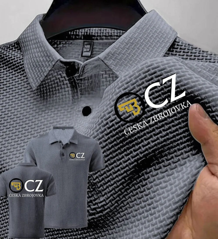Estate Nuovi Uomini POLO T-Shirt CZ Ceska Zbrojovka Armi da fuoco High End Maglia di seta del ghiaccio da uomo a maniche corte Top Colletto della camicia