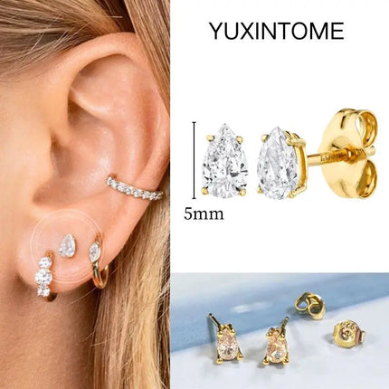 White Color Zircon Hoop Earrings 925 Sterling Silver Needle Cross/Star/Flower/Water Drop Pendant Gold Earrings Luxury Jewelry PlatiNum