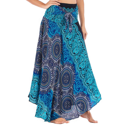 Boho Gonne Donna Rayon Beach Abito lungo Estate Bohemian Jupe Longue Femme Elastico in vita Stampa Fasciatura floreale Halter Hippie platinumshop