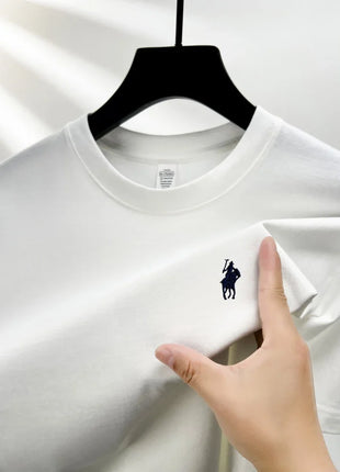 T-shirt homme col rond manches courtes 100 % pur coton, vente chaude, marque de luxe, été, broderie exquise, poney, haut respirant