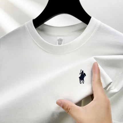 Men's Round Neck Short Sleeve 100% Pure Cotton T-shirt Hot Sale Luxury Brand Summer Exquisite Embroidery Pony Breathable Top